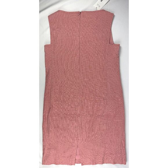 Max Mara Linen Wool Silk Square Neck Pink Sleeveless Pockets Shift Dress Size 6 - Picture 3 of 6